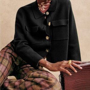 Sezane Betty Cardigan Black - Size XXS